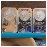 Lot of 3: Sunshine Mint 1 Troy Ounce .999 Fine Silver Bars