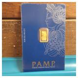 .9999 Pure Gold :: PAMP Swiss Made :: 1 gram solid gold bar :: Brilliant Uncirculated (BU)