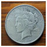1922-D Peace Dollar 90% Silver, 26.73 grams :: circulated-retains edges :0.77344 troy ounces Ag.