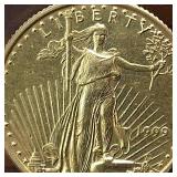 1999 USA ¼ oz $10 Gold Eagle Coin :: .9167 fine gold (22k) :: key collectible