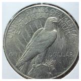 1922 Peace Dollar 90% Silver, 26.73 grams :: Circulated :0.77344 troy ounces silver :: Bright! (VG)