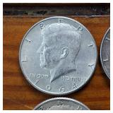 Lot of 4: 1964 Kennedy Half Dollars :: 90% silver ::  .3617 troy ounces silver in each coin :: $2 Face Value