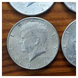 Lot of 4: 1964 Kennedy Half Dollars :: 90% silver ::  .3617 troy ounces silver in each coin :: $2 Face Value
