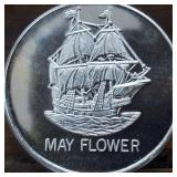 Silver Bullion Coin (BU) .999 Fine Silver :: California Mint ::  World Trade Unit :: May Flower