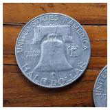 Lot of 2: 1963 Franklin Half Dollars :: 90% silver, 10% copper coin :: .36 oz silver each ::One Dollar Face