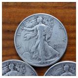 Lot of 4: 1944 Walking Liberty Half Dollars :: Circulated 90% Silver (4 coins  2 dollar face value)