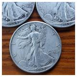 Lot of 4: 1944 Walking Liberty Half Dollars :: Circulated 90% Silver (4 coins  2 dollar face value)