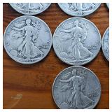 Lot of 10: 1944 Walking Liberty Half Dollars :: Circulated 90% Silver (10 coins  5 dollar face value)