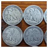 Lot of 10: 1944 Walking Liberty Half Dollars :: Circulated 90% Silver (10 coins  5 dollar face value)