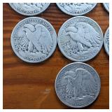 Lot of 10: 1944 Walking Liberty Half Dollars :: Circulated 90% Silver (10 coins  5 dollar face value)