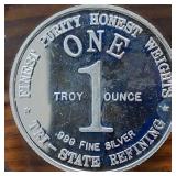Honest 1 Oz Silver Bullion .999 Fine Silver :: Tri-State-Refining :: 1776-1976 :: God Bless