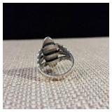 Natural stone - Sterling Ring -  Possibly Vintage Navajo style with Green Turqouise - Sz 5.75