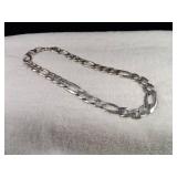 Heavy BLING! - HUGE Vintage Italian Silver Figaro Necklace - AGI :: 139.2g