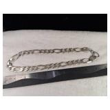 Heavy BLING! - HUGE Vintage Italian Silver Figaro Necklace - AGI :: 139.2g