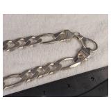 Heavy BLING! - HUGE Vintage Italian Silver Figaro Necklace - AGI :: 139.2g