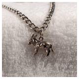 Silver Chain Bracelet with Donkey charm - 6g - approx 7.5 inch