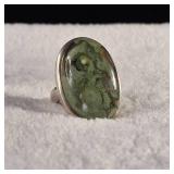 Very Heavy Duty Sterling Ring with Stunning large natural stone - It