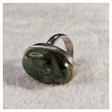 Very Heavy Duty Sterling Ring with Stunning large natural stone - It