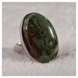 Very Heavy Duty Sterling Ring with Stunning large natural stone - It