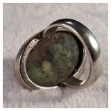 Very Heavy Duty Sterling Ring with Stunning large natural stone - It