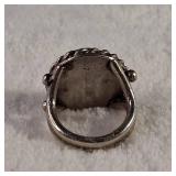 Small size - Heavy Sterling - Turquoise Ring - 8.2g  Nice!