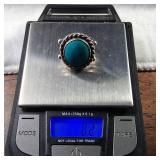 Small size - Heavy Sterling - Turquoise Ring - 8.2g  Nice!