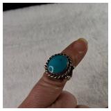 Small size - Heavy Sterling - Turquoise Ring - 8.2g  Nice!