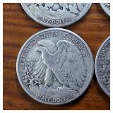 Lot of 5: 1941-45 Walking Liberty Half Dollars :: Circulated 90% Silver :: sequential series