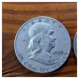 Lot of 2: 1952-D Franklin Half Dollars :: 90% silver, 10% copper coin :: .36 oz silver each :: $1 Face