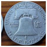 Lot of 2: 1952-D Franklin Half Dollars :: 90% silver, 10% copper coin :: .36 oz silver each :: $1 Face