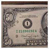 Fancy Note: Crisp 1990 $50 FRN "Bleed Through" (Back to Front) :: Also a Full House :: RARE!