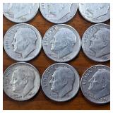 Lot of 20: Various Years Roosevelt Dimes :: 90% silver in circulated condition, 2 Dollar Face Value