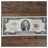 1963A $2 Red Seal United States Note  Fine but circulated - Jefferson :: note, pencil make on reverse