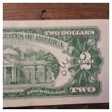 1963A $2 Red Seal United States Note  Fine but circulated - Jefferson :: note, pencil make on reverse