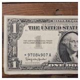 1957-B One Dollar Silver Certificate Star Note ? Blue Seal  Crisp Fancy Note :: High Number