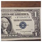 1957-B One Dollar Silver Certificate Star Note ? Blue Seal  Crisp Fancy Note :: High Number