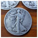 Lot of 3: 1934-35-36 Walking Liberty Half Dollars :: Circulated 90% Silver, 3 coins  1.5 dollars FV