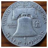 Lot Series of 4: 1951-D to 1954-D :: Franklin Half Dollars :: 90% silver :: .36 oz silver each :: $2 Face