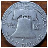 Lot Series of 4: 1951-D to 1954-D :: Franklin Half Dollars :: 90% silver :: .36 oz silver each :: $2 Face