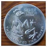 Excellent Bullion Coin (BU) .999 Fine Silver :: USA ::  World Trade Unit, Plucked Tax Payer
