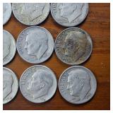Large Lot of 20: Various Years Roosevelt Dimes :: 90% silver in circulated condition, 2 Dollar FV