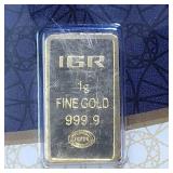 1 Gram IGR .9999 Fine Gold Bar - Istanbul Gold Refinery - Sealed Assay - #3568734