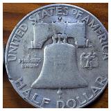 Lot of 4: 1957-D Franklin Half Dollars :: 90% silver, (Circulated  One is Very Fine)  :: $2 Face Value