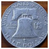 Lot of 4: 1957-D Franklin Half Dollars :: 90% silver, (Circulated  One is Very Fine)  :: $2 Face Value