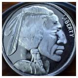 (BU) 1 oz .999 Fine Silver Round Featuring Historic Buffalo and Indian Head Nickel :: LIBERTY!