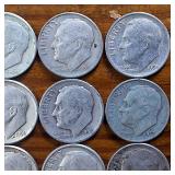 20 Coins Total! : Various Years Roosevelt Dimes :: 90% silver in circulated condition, 2 Dollar Face