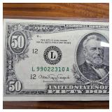 Crisp, uncreased:  Series 1990 High Number $50 FRN :: Bleed Through Error :: Rare!