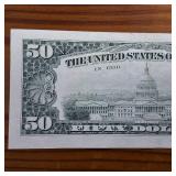 Crisp, uncreased:  Series 1990 High Number $50 FRN :: Bleed Through Error :: Rare!
