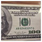 1996 $100 Federal Reserve Note - Rare Ink Bleed-Through / Overink Error : crisp in plastic slip