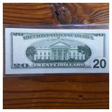 Rare 2001 $20 Federal Reserve Note - Significant Miscut/Offset Error : VF circulated condition